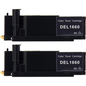 2 Pack Dell C1660 / C1660w Black Compatible Toner Cartridges