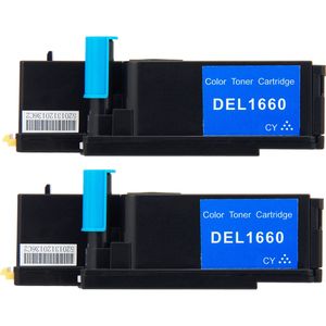 2 Pack Dell C1660 / C1660w Cyan Compatible Toner Cartridges