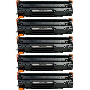 5 Pack HP 83X High-Yield Black Compatible Toner Cartridge (CF283X)