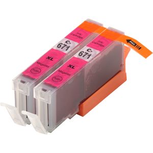 2 Pack Canon CLI-671XL Magenta Compatible High-Yield Ink Cartridges