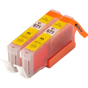 2 Pack Canon CLI-671XL Yellow Compatible High-Yield Ink Cartridges
